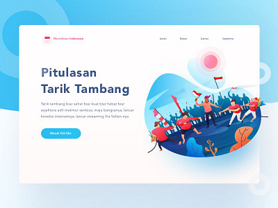 Tarik Tambang design hero illustration independece indonesia landing sport ux web