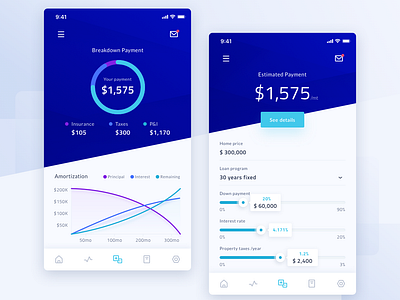 Mortgage App Calculator android app bank calculator dashboard ecommerce exploration finance ios loan minimal mobile mortgage ui ux