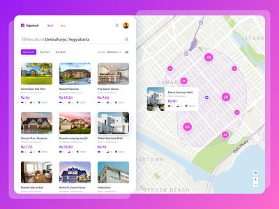 Ngomah Property Listing app booking dashboard finder home hotel house listing marketing properties property property management rent traveling ui