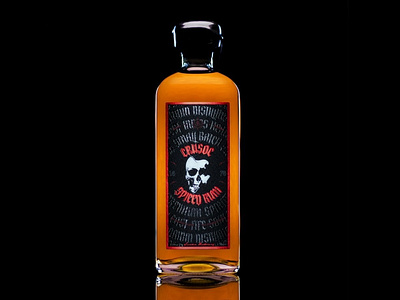 Crusoe Spiced Rum Label alcohol blackletter bottle bottle design branding craft rum craft spirit design drinks graphic design illustration label logo pirate rum skull typography vector whiskey