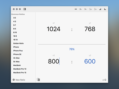 x2y for Mac - Aspect Ratio Calculator