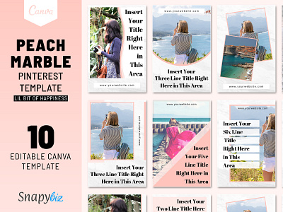 Peach Marble Pinterest Template - Snapybiz pinterest pin templates