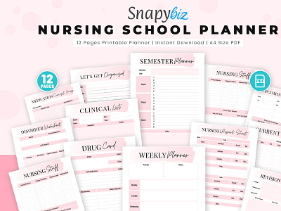 Nursing School Planner - Snapybiz printable inserts