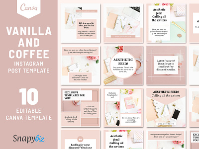 Vanilla and Coffee Instagram Post Template - Snapybiz business influencers canva branding canva instagram canva instagram templates digital product ideas digital template instagram post mockup instant download marketing design shopify digital products social media services top instagram influencers viral instagram