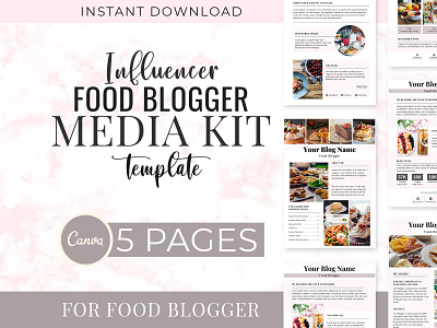Influencer Food Blogger Media Kit Template - Snapybiz branding kit