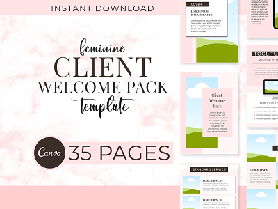 Feminine Client Welcome Packet business influencers client guide client welcome client welcome pack editable welcome packet project presentation services guide welcome guide template