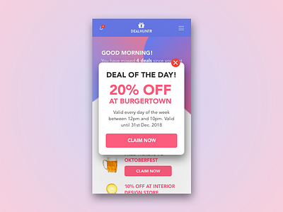 Overlay - Daily UI - Day016 016 16 daily dailyui deal discount ecommerce pop over ui