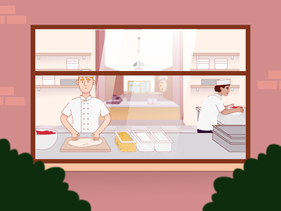 Kitchen character chef illustration kitchen pizza