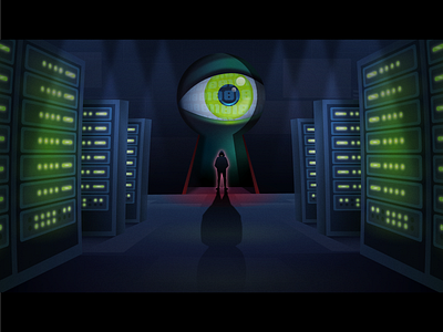 Keyhole creepy eye hacker illustration keyhole peep security server vector
