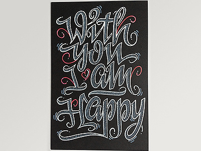 With you I am happy hand lettering