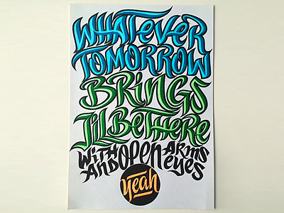 Whatever tomorrow brings hand lettering