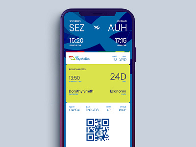 DailyUI#24 Boarding Pass 024 air seychelles airlines boarding pass dailyui flight interface qr code ui