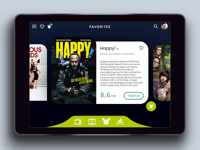 DailyUI#25 TV App 025 app dailyui green happy! interface tv ui