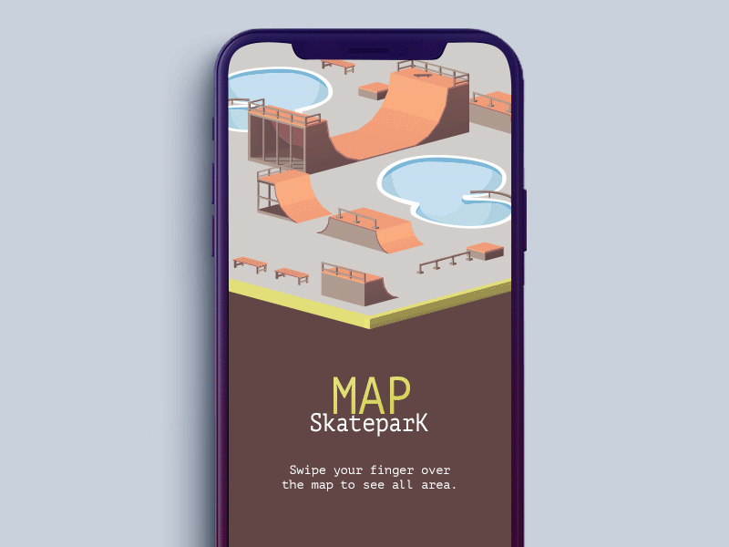 DailyUI#29 Map 029 animation app dailyui illustration map motion design motion graphic skateboarding skatepark ui