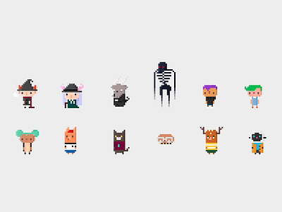 WIP. Characters animal character concept magic pixel art skeleton skull witch