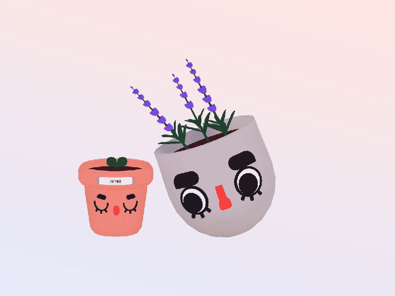 Lavande 3d character concept clock creature googly eyes lavender plant pot sleep