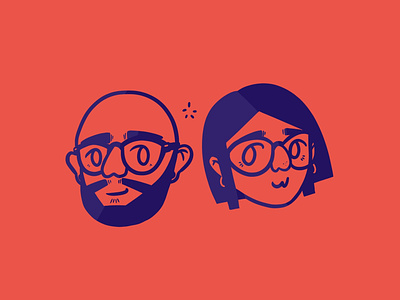 Cuties 2d beard character concept couple cute glasses illustration procreate