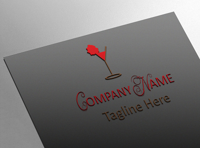 Wine logo Design branding business company design glass graphic design illustration logo rose wine