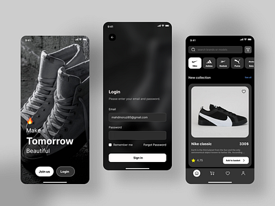 Shoes app adidas app app shoes branding concept design figma filter login nike profile prototype puma reebok setting shoes ui ux vans