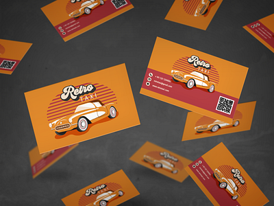 Business card in retro style for taxi. drive