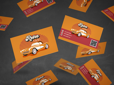 Business card in retro style for taxi.