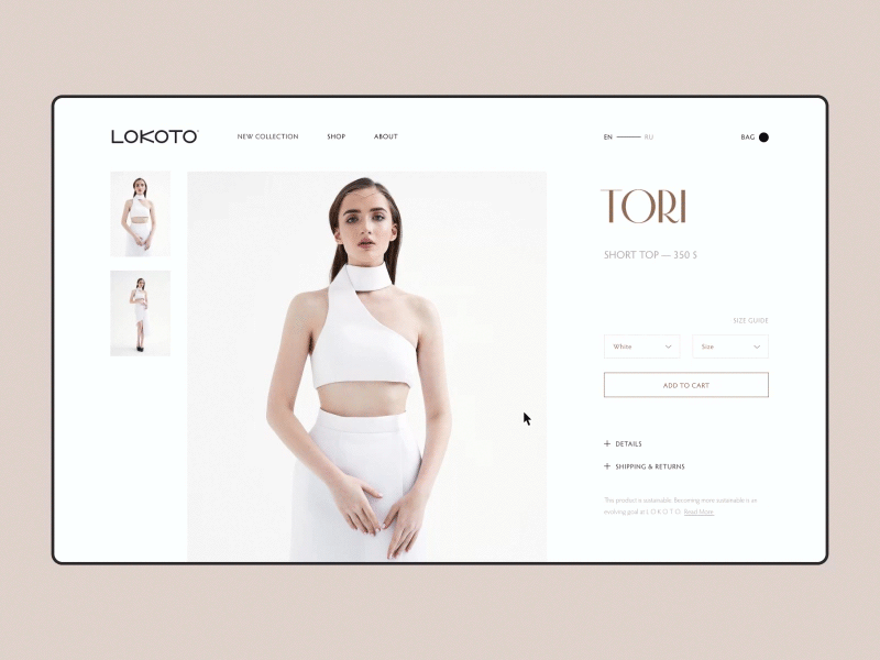 Lokoto product page animation after effects cart fashion loop micro interaction product ui