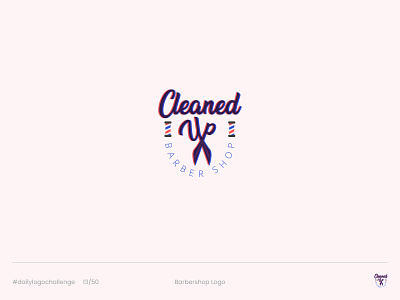 Cleaned Up - Day 13 Daily Logo Challenge barber barbershop blue branding brushlettering challenge cleanedup dailylogo dailylogochallenge design graphic design grooming logo logo a day logodesign logodesignchallenge logos red retro scissors