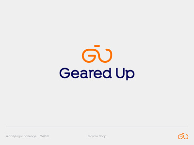 Geared Up - Day 24 Daily Logo Challenge bicycle bicycle logo bicycle shop bicycle shop logo blue challenge cycle cycle logo daily logo challenge dailylogo dailylogochallenge design geared up geared up logo graphic design logo logo a day logo design logo design challenge orange