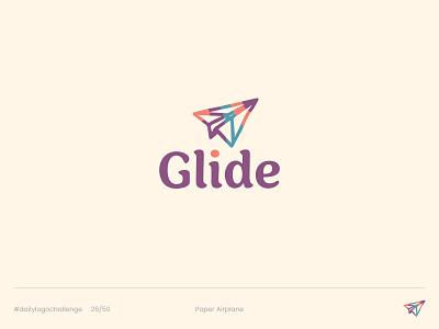 Glide - Day 26 Daily Logo Challenge airplane airplane logo branding daily logo challenge dailylogo dailylogochallenge design glide glide logo graphic design logo logo a day logo design logo design challenge orange paper airplane paper airplane logo turquoise violet