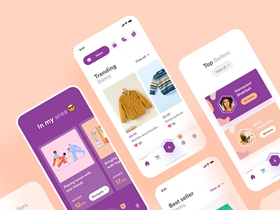 Neighbourhood app- UI concept app clothes concept design ecommerce flat illustration interface mcommerce mobile sell ui ux