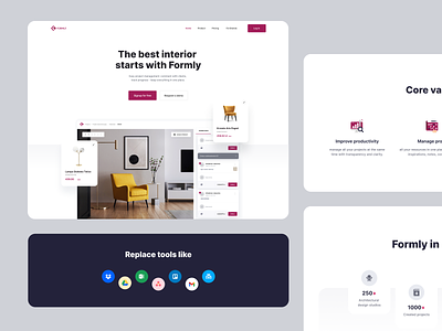 Formly - The best interiors start with Formly 3d branding design flat formly furniture graphic design interface interior landing landing page logo ui ux website