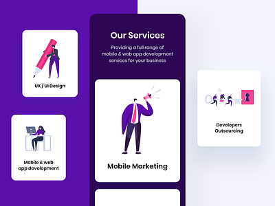 itCraft - Services mobile boxes home illustrations itcraft mobile services thumbnails ui ux