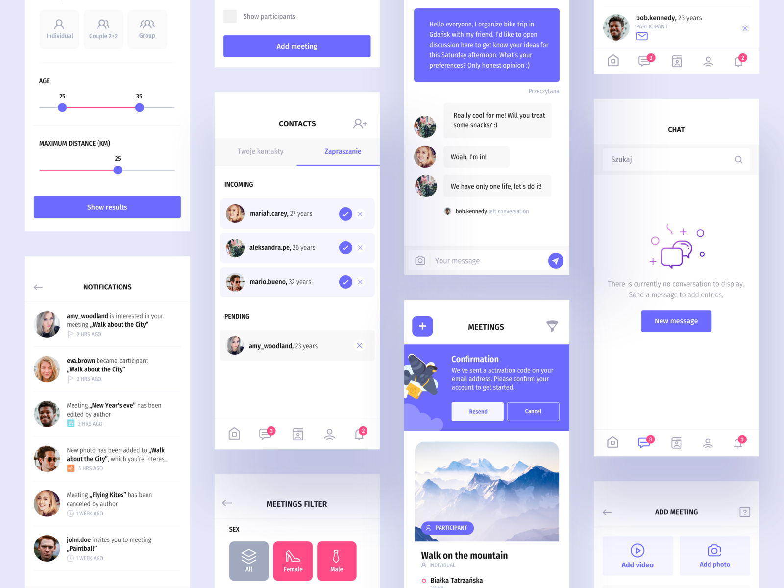 Heyway application - UI set by Jakub Dobek for itCraft on Dribbble