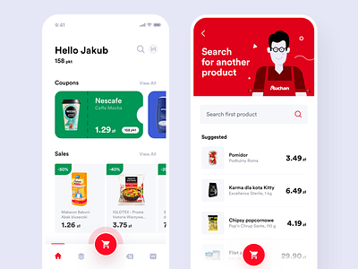 Auchan redesign concept main page & search app auchan concept design flat home interface itcraft mobile redesign ui ux