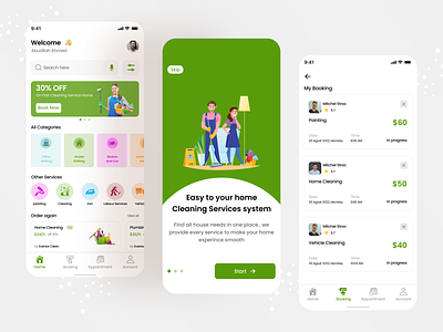 Home Clean mobile ui app design