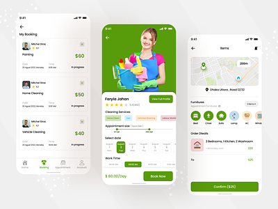 Home clean service mobile ui app design
