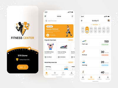 Fitness & workout center mobile app ui design