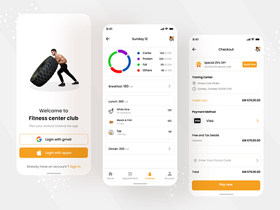 Fitness & workout center mobile app ui design