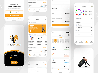 Fitness & workout center mobile app ui design
