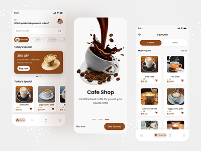 Cafe shop mobile ui design