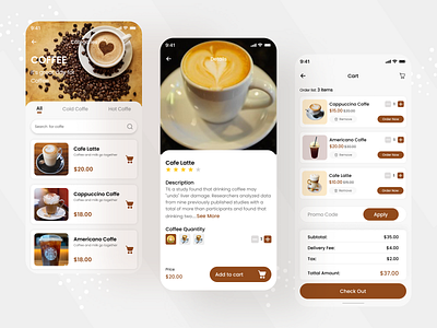 Cafe shop mobile app ui design