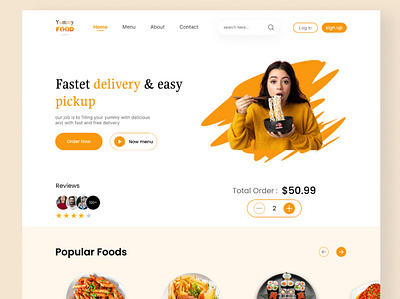 Yummy food delivery landing page design burger delivery design food food delivery food website mobile ui design pizza ui ui design ui ux uiux web app website yummy