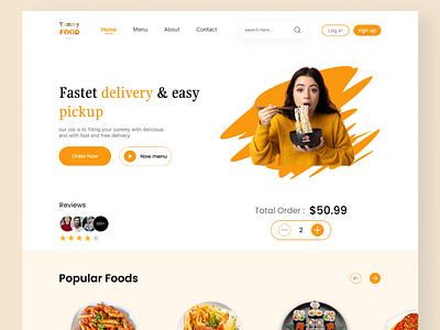 Yummy food delivery landing page design