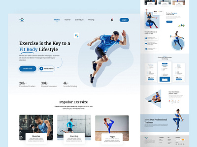 Fitness & Workout Landing Page bodybuliding exersize fitness fitness club fitness web fitness website gym health home page landing page lifestyle personal trainer sports web web ui design website ui yoga
