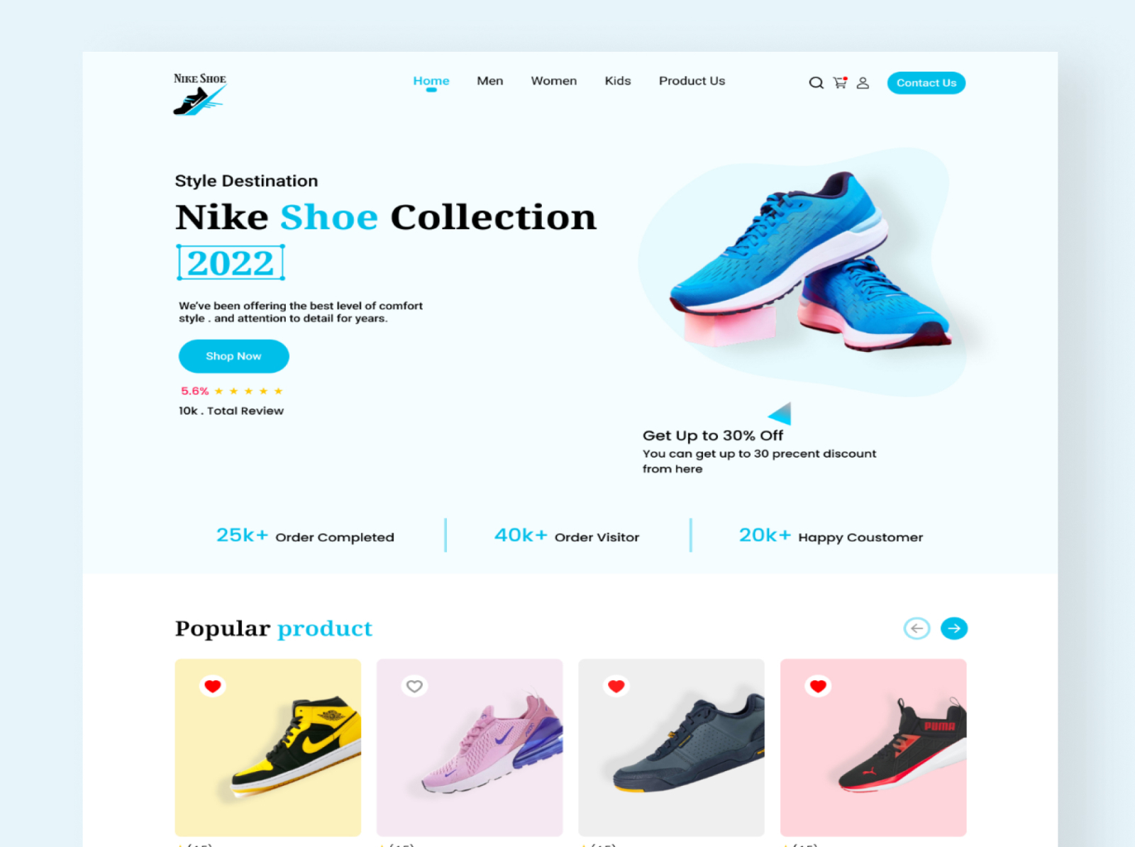 Nike Shoe Landing Page by Mamun Ahmed on Dribbble