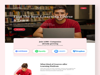 E-learning ui Landing page