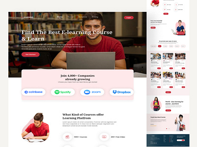 E-learning ui Landing page course e learning course e study e study education educational platfrom educational website learning mamun online online course online landing page online learning website study ui uiux web design web page design web ui website