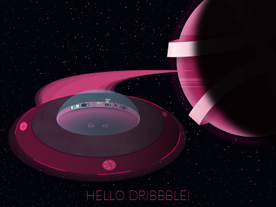 Hello Dribbble! debute dribbble first planet shot space spaceship