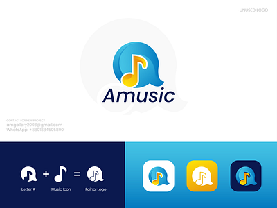 Amusic Logo a a logo augmented reality brand and logo branding colourful cube custom logo icon identity lettermark logo designer logos minimal modern music symbol