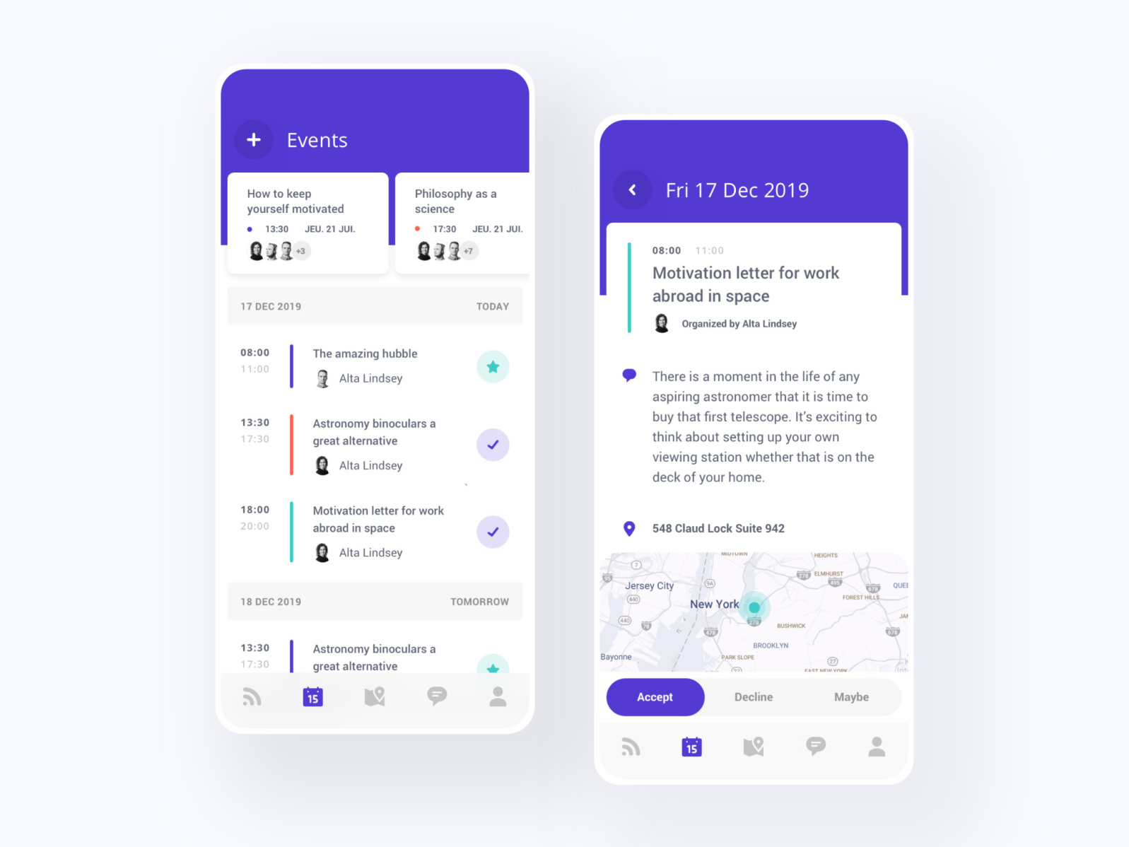 Calendar app event by Yael F. on Dribbble